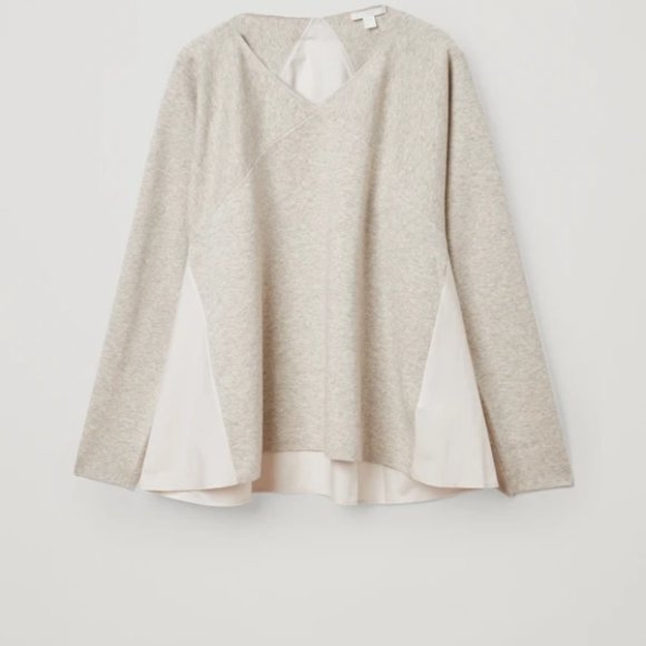 COS PANELLED COTTON-YAK grey TOP XS - Picture 1 of 6